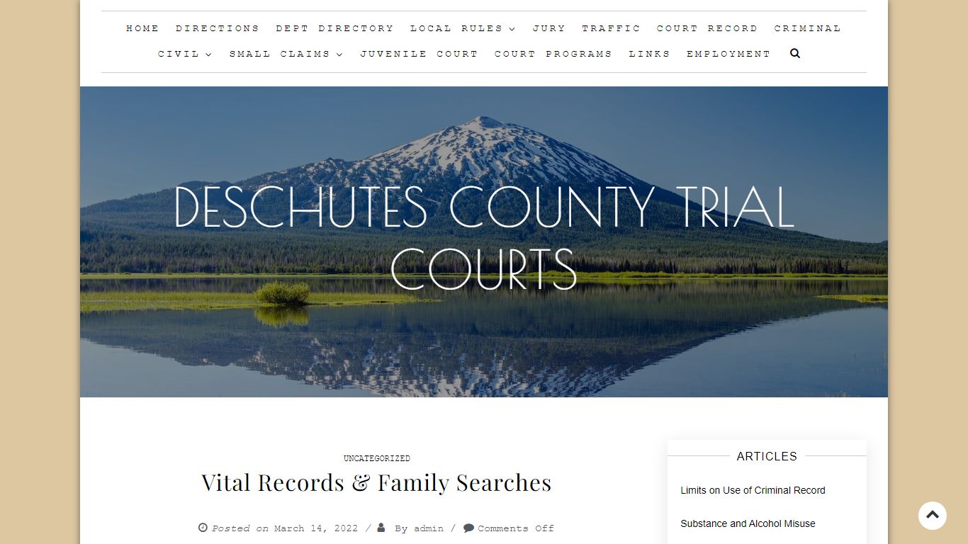 Vital Records & Family Searches | DESCHUTES COUNTY TRIAL COURTS